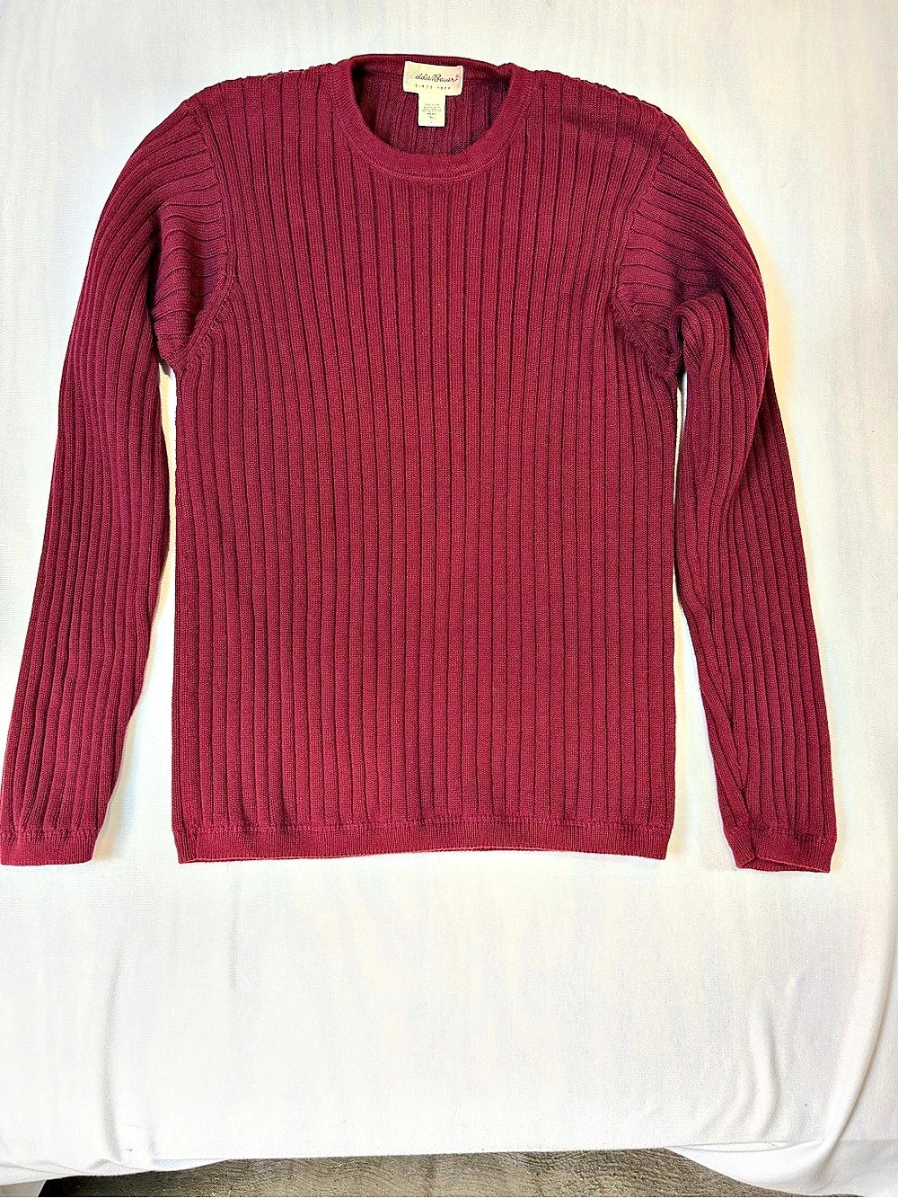 Vintage Eddie Bauer Men's Ribbed Crewneck Sweater Maroon Size: Large Tall